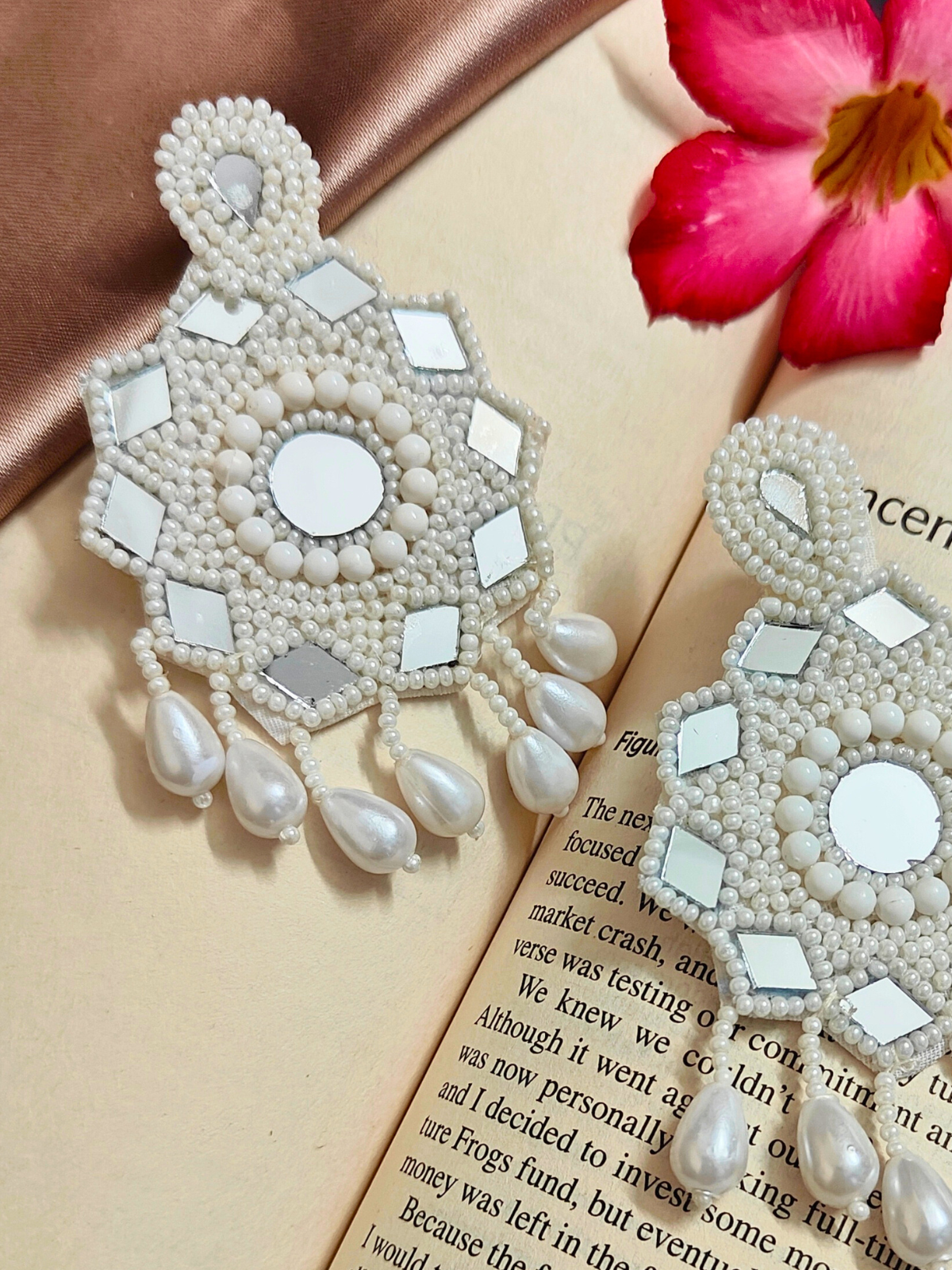 1960s Earrings by Haskell | Yellow & White Beaded Flowers