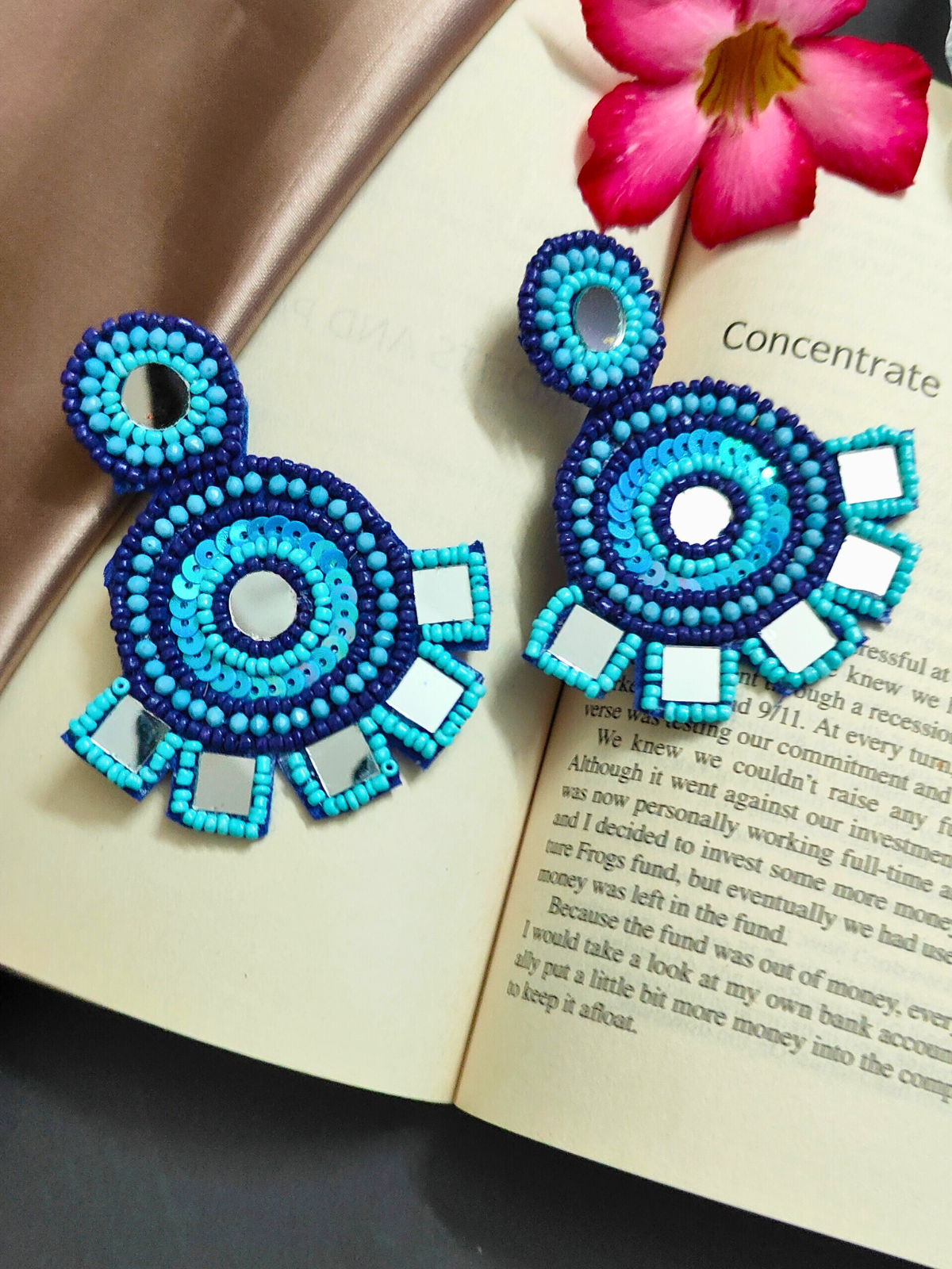 SKY BLUE COLOURFUL PEACOCK OXIDISED EARRING - Blush With Us