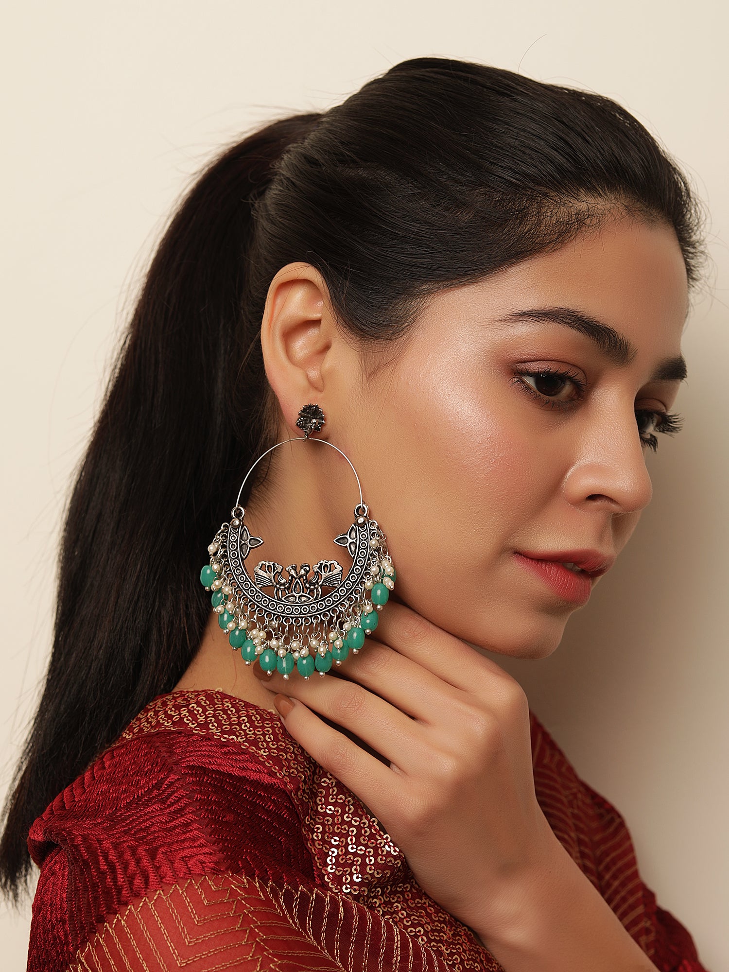 Buy Mominos Fashion Johar Kamal Silver-Plated Oxidised Parrot Design Earrings  Online at Best Price | Distacart