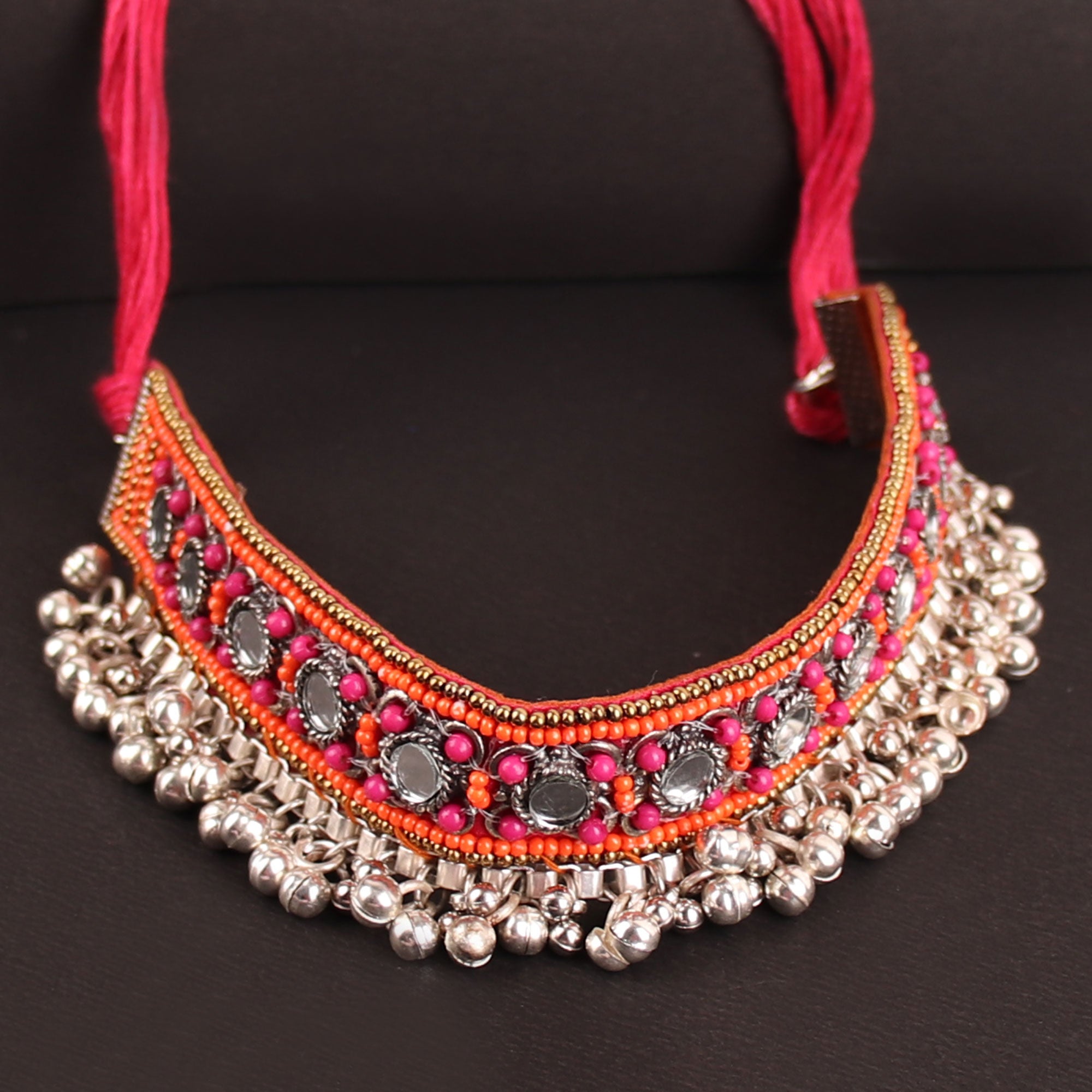 Silk Thread beaded choker Necklace and Earrings Set - Design 2 – Simpliful  Jewelry