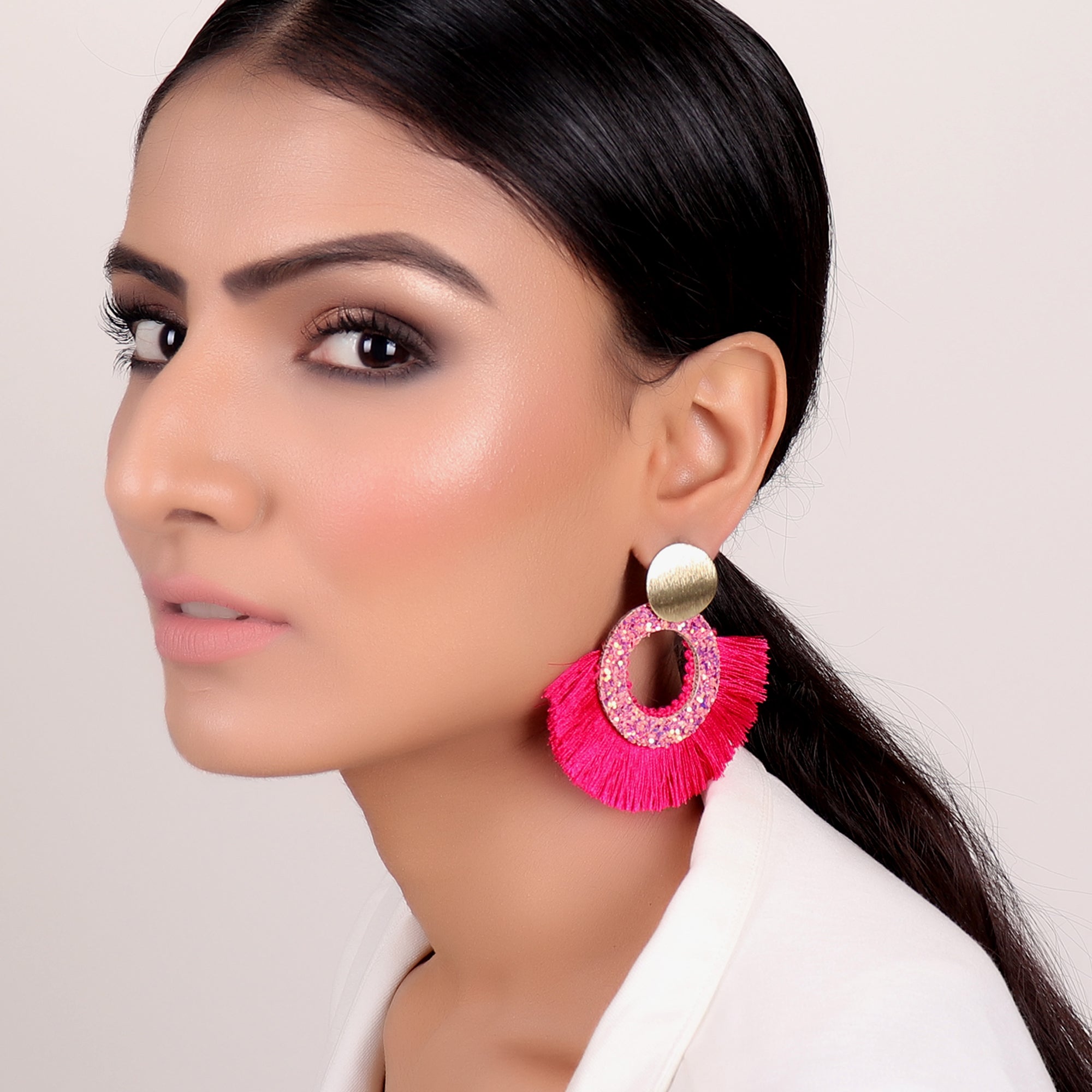 Plum Pink Silk Tassel earrings by Paisley Pop  The Secret Label